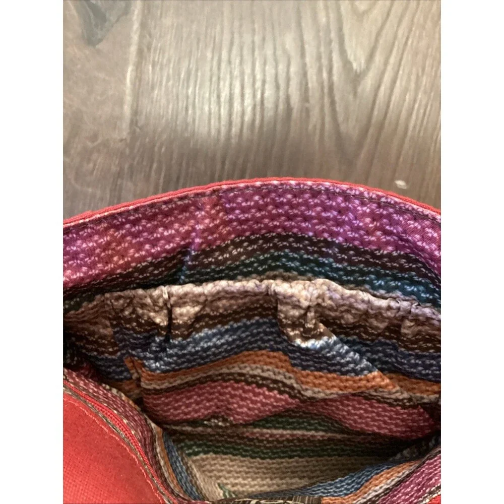 The Sak Red Pebbled Leather Crossbody Purse Messenger Handbag Adjustable